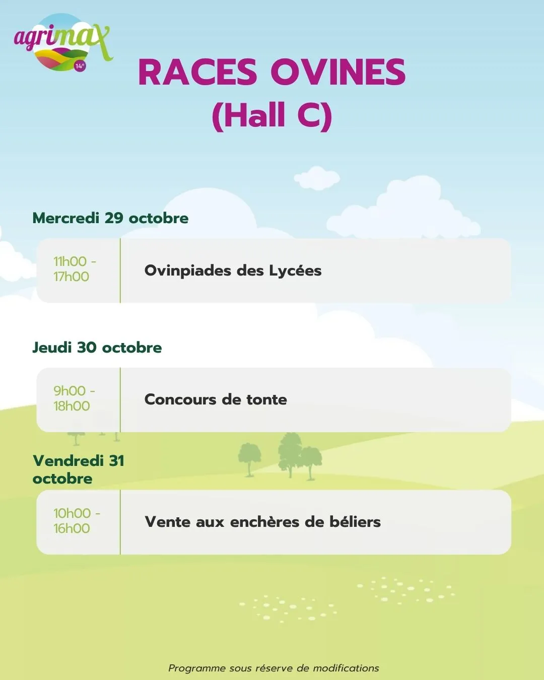 Programme Races ovines (Hall C)